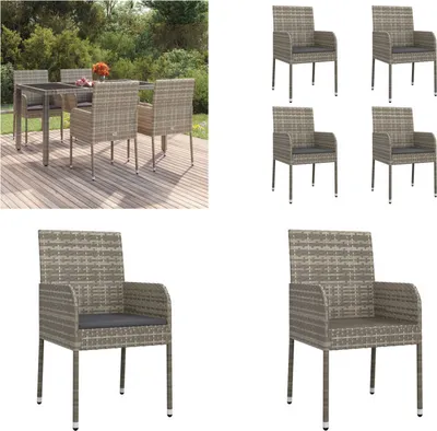 Produktbild von vidaXL Gartenstühle mit Kissen 4 Stk. Poly Rattan Grau - Gartenstuhl - Gartenstühle - Gartenmöbel - Outdoor Möbel