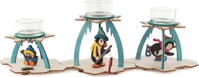 Produktbild von Bastelsatz Teelichthalter 3 Pinguine BxHxT 13x12x9cm NEU