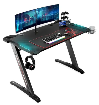 Produktbild von LAPAMAX Computertisch 113 x 61,5 cm mit Z-Gestell, RGB-LED und Zubehör