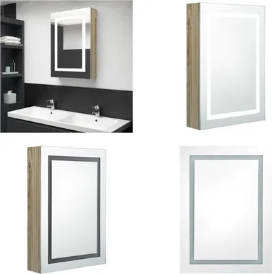 Produktbild von vidaXL LED Spiegelschrank fürs Bad Eichenoptik 50x13x70 cm - Badezimmerschrank - Badezimmerschränke - Spiegelschrank - Spiegelschränke