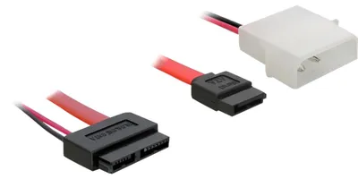 Immagine prodotto di DELOCK DeLOCK Cavo SATA Slimline femmina + 2pin alimentazione > SATA Cavo SATA 0,3 m Rosso