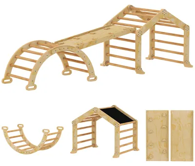 Produktbild von 9-in-1 Indoor-Klettergerüst, Rampe, Rutsche, Leiter, Schreibtafel, für Kleinkinder, Holz