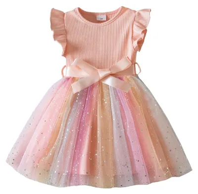 Produktbild von Mädchen Tüllkleid mit Rüschen und Blumenmuster