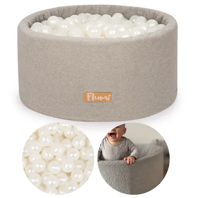 Obrázok produktu pre Flumi detský bazén s loptičkami - detský bazén s loptičkami 90x40cm s 200 loptičkami ∅ 7cm vyrobený v EÚ - sivý s guličkami