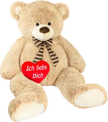 Produktbild von BRUBAKER Riesiger XXL Teddybär 150 cm groß Beige mit einem 'Ich liebe Dich' Plüschherz