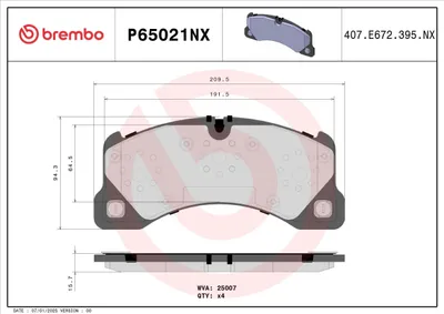 Produktbild von BREMBO Bremsbeläge Satz Vorne für VW Touareg (7P5, 7P6) P65021NX