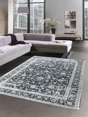 Immagine prodotto di Tappeto orientale da salotto con motivo floreale in nero grigio dimensioni - 120x170 cm
