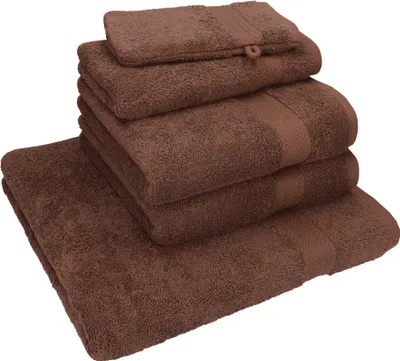 Immagine prodotto di Set di asciugamani Betz 5 pezzi NICE Pack 100% cotone 1 asciugamano per la doccia 2 asciugamani per le mani 1 asciugamano per gli ospiti 1 guanto per il lavaggio colore - noce