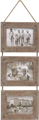 Image de Deknudt S67TV1 Cadre de galerie bois flotté pour 3 photos 10x15 cm marron 20,4x65,5 cm
