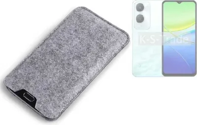 Produktbild von K-S-Trade Filz Handyhülle kompatibel mit Vivo Y36c Schutzhülle Filztasche Filz Tasche Case Sleeve Handy Hülle Filzhülle grau