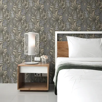 Produktbild von Tapete Aurora Bäume Blätter M1-No.10952 Vlies Grau Beige Tadessi 10.05 m x 0.53 m