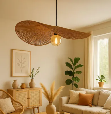 Image de Opviq, suspension moderne, beige/noir, diamètre 30 cm, hauteur réglable, indice de protection IP20