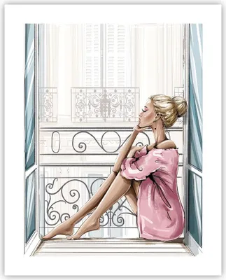 Produktbild von Poster - Poster ohne Rahmen - Frau Balkon Fenster - 40x50 cm - Wand Bild - Wanddeko - Wandbilder - Kunstposter - Wandposter - Bilder - Kunstdruck - Wanddekoration - Wandbild - P2XPA40x50-5172
