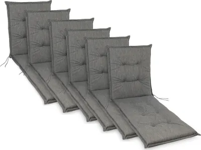 Produktbild von sunnypillow 6 Stück Liegenauflage 190 x 60 Auflage Polster für Gartenmöbel extra dick 9cm UV-Lichtecht Polsterauflagen für Gartenliege Sonnenliege Liegestuhl Kissen Grau