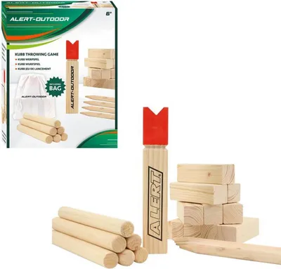 Produktbild von Alert KUBB Wickinger Schach ECHT-Holz Winkinger Spiel Wurfspiel 22tlg. Neu