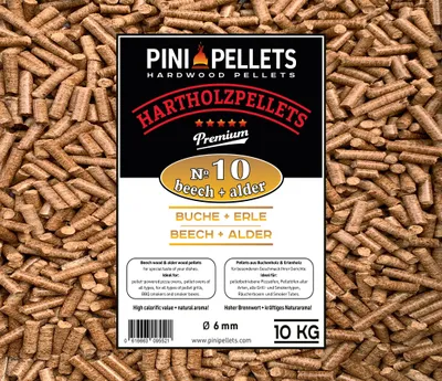 Immagine prodotto di PINI Pellet per barbecue № 10 faggio, ontano, 10 kg, pellet in legno duro per grigliare, affumicare, affumicare