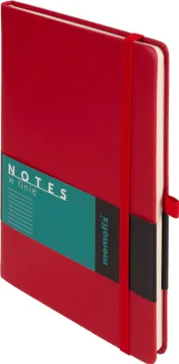 Produktbild von A5-Notizbuch aus der Memofix-Reihe mit rotem Einband