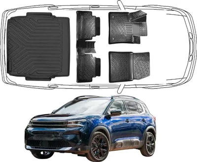 Produktbild von 3D Fußmatten & Untere Kofferraumwanne Auto Set Kompatibel mit Citroën C5 Aircross Facelift ab 2022