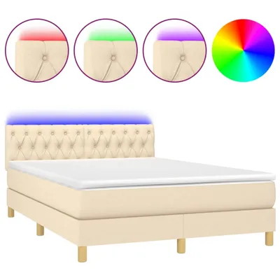 Produktbild von Boxspringbett mit Matratze & LED Creme 140x200 cm Stoff