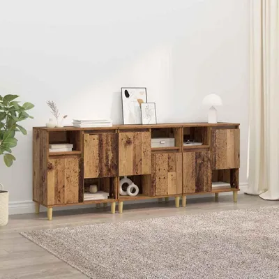 Zdjęcie produktu dla Komody boczne vidaXL, 3 sztuki, imitacja drewna, 60 x 35 x 70 cm, płyta wiórowa