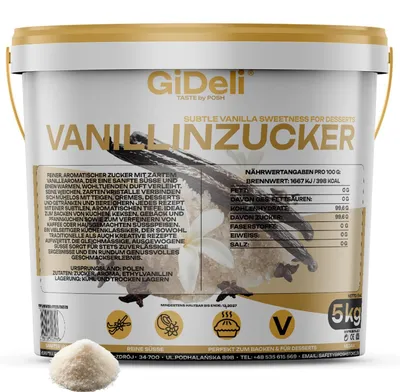 Produktbild von Vanillinzucker 5kg Intensiv Vanille Aroma Backaroma Gebäck Schlagsahne GiDeli