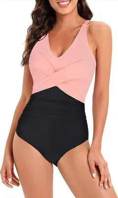 Produktbild von Damen Badeanzug mit Bauchweg-Effekt, für große Größen, mit Push-Up und Bügeln, sowie Cups, AH002
