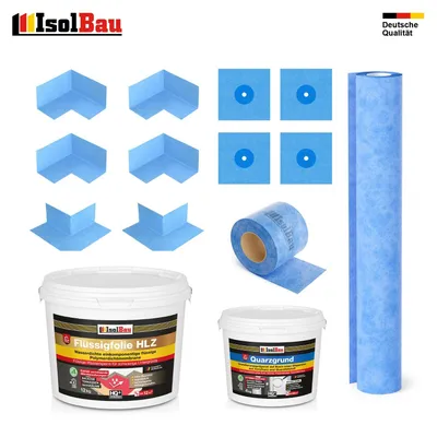 Dichtset Flüssigfolie HLZ 12 kg Quarzgrund Dichtband Dichtbahn Dusche Balkon Bad