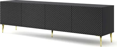 Produktbild von FURNLUX Fernsehtisch Ravenna C Schwarz Und Glänzend Schwarz Und Gold 200cm / Hauptfarbe: Schwarz / Abmessungen: 200 x 56 x 42 cm