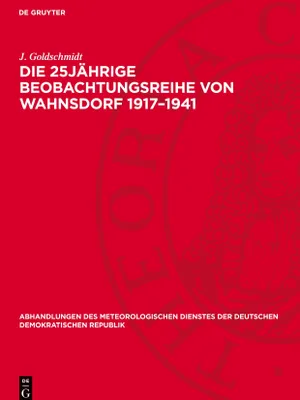 Produktbild von Die 25jährige Beobachtungsreihe von Wahnsdorf 1917-1941
