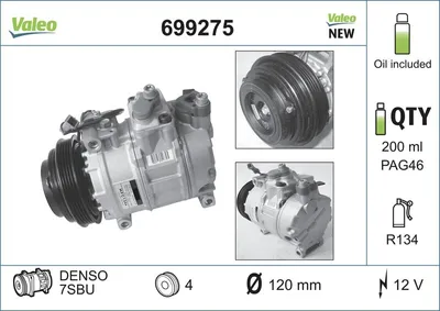 Produktbild von VALEO 699275 7SBU Klimaanlage Klimakompressor PAG 46 R134a für VW PASSAT Variant (3B6) PASSAT Variant (3B5) für AUDI A4 Limousine (8D2, B5) A4 Avant