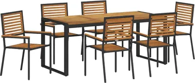Produktbild von vidaXL Garten Essgruppe 7 stk. Schwarz und Braun Poly-Rattan