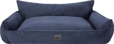 Produktbild von Orthopädisches Hundebett JOKER Bett Hund Sofa Schlafplatz Korb Matratze Tierbett XXXL 132x106 cm dunkelblau velours