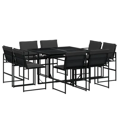 Produktbild von 9-tlg. Garten-Essgruppe mit Kissen Schwarz Textilene