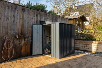 Produktbild von Globel Industries Metall Anlehn-Gerätehaus, Fahrradgarage "Lean-To 56" anthrazit 2,79 m²