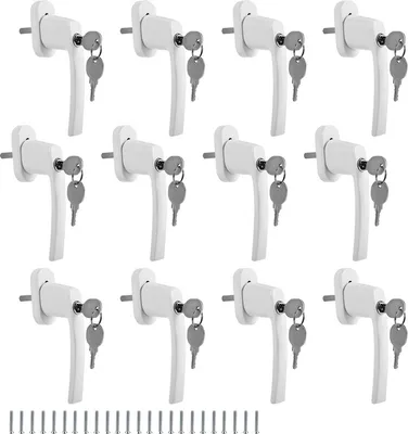 Produktbild von SWANEW Fenstergriff Fensterschlösser Balkontürgriff Design Alu abschließbar weiß gleichschließend Griff 12X