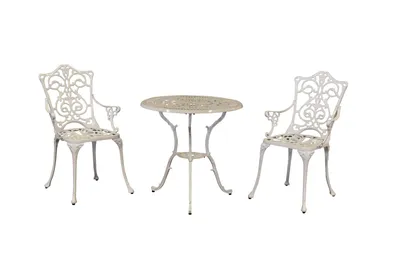 Produktbild von Merxx Gartenmöbelset Lugano weiß 3tlg., 2 Sessel, 1 Tisch Ø 70 cm - Aluminiumguss