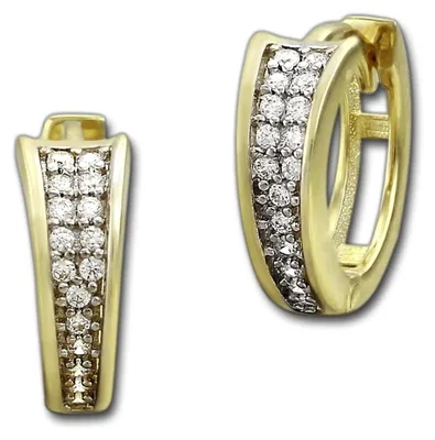 Image de Boucles d'oreilles créoles pour femmes, modèle "Elegance", en or jaune 333 avec zirconium blanc, référence D3GDO529WY