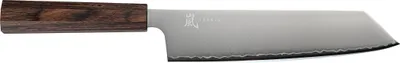 A close-up view of the blade and handle of a knife.