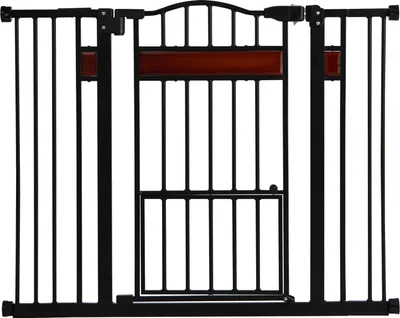 Immagine prodotto di Cancelletto di sicurezza per cani COSTWAY, 74-104cm, cancelletto estensibile per cani con porticina, chiusura automatica e doppio bloccaggio, cancelletto senza trapano alto 76cm