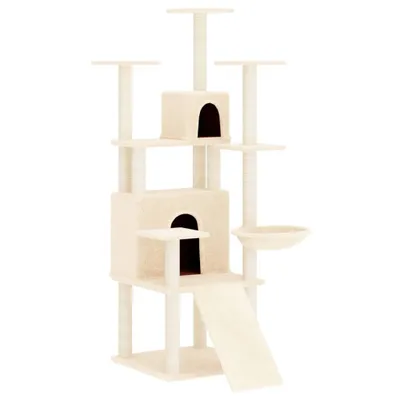 Image de Arbre à chat avec colonnes à griffer en sisal Crème 154 cm