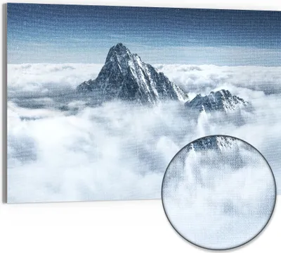Produktbild von DEQORI Hybrid Leinwand Bild 90x60 cm 'Himmlische Gipfel' Wandbild Glas flach modern