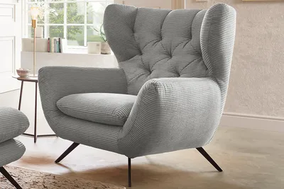 Produktbild von KAWOLA Sessel CHARME Hochlehnsessel Cord hellgrau