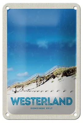 Produktbild von Blechschild Reise 12x18cm Westerland Gemeine Sylt Strand Gehweg Schild