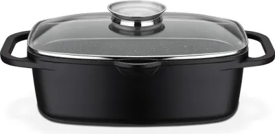 Image de GSW Rôtissoire universelle Gourmet GRANIT 33x21cm, aluminium, verre, Rôtissoire universelle avec couvercle en verre aromatique ø env. 33 x 21 x H 11,5cm