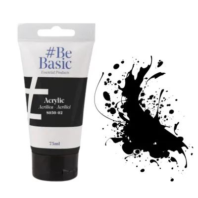 Produktbild von Be Basic Acrylfarbe Schwarz 75ml – Hohe Deckkraft, Schnelltrocknend, Künstlerfarbe