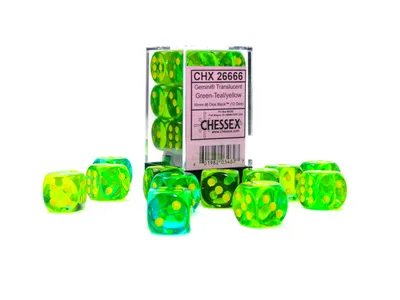 Obrázok produktu pre Chessex 26666, Súprava kociek, Zelená, Modrozelená, Akékoľvek pohlavie, Nemecko, Spojené štáty, 16 mm, 16 mm