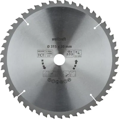 Produktbild von wolfcraft 1 Tisch-Kreissägebl. HM, 48 Zähne ø315mm - 6584000