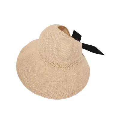 Produktbild von Sonnenhut für Damen, Sommerhut, breite Krempe, leerer Zylinder, faltbar, Reise-/Strandhut, Sonnenschutzhut für Outdoor-Reisen, Beige