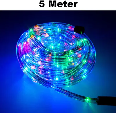 Produktbild von Trade-Shop LED Lichtschlauch Komplett Set mit Zubehör Lichterkette Beleuchtung RGB 5 Meter F3 LED für Drinnen/Draußen Weihnachten Beleuchtung Dekoration Lichterschlauch