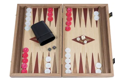 Obrázek produktu pro Backgammon Červené akcenty - Dub a ořech - Krásné 38x23 - 38x46cm - Boční zásuvka